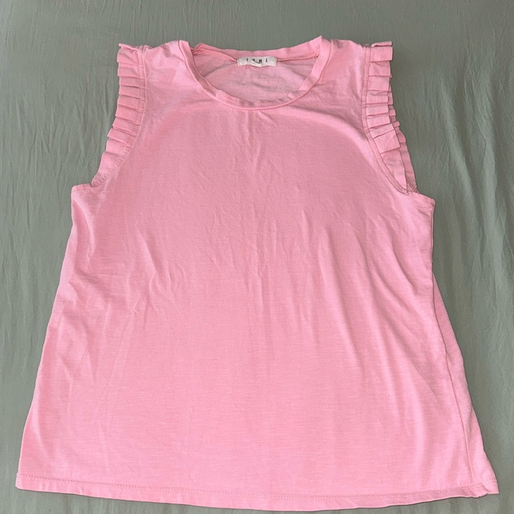Women’s pink ruffle sleeveless top
